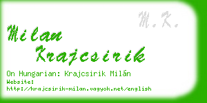 milan krajcsirik business card